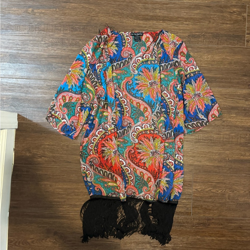 See You Monday Multicolor Paisley Fringe Kimono